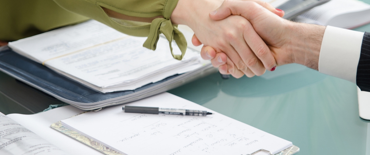 Hand for a handshake. The conclusion of the transaction.